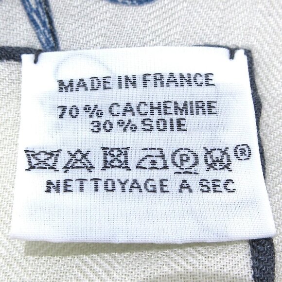 Auth HERMES Carres 140/Carre Geant - White Ardoise Etoupe Cashmere Silk Scarf - Picture 4 of 5
